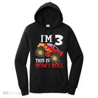 Three 3yr 3rd Birthday Monster Truck Boy 3 Years Old Gift Women's Hoodie thumb 0