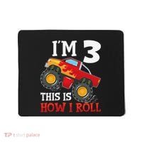 Three 3yr 3rd Birthday Monster Truck Boy 3 Years Old Gift Mousepad thumb 0