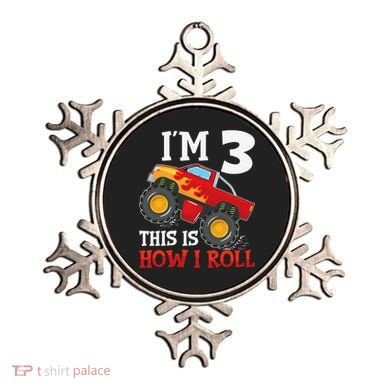 Three 3yr 3rd Birthday Monster Truck Boy 3 Years Old Gift Ornament