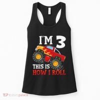 Three 3yr 3rd Birthday Monster Truck Boy 3 Years Old Gift Women's Tank Top thumb 0