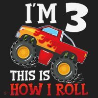 Three 3yr 3rd Birthday Monster Truck Boy 3 Years Old Gift Hat thumb 2