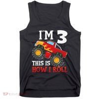 Three 3yr 3rd Birthday Monster Truck Boy 3 Years Old Gift Tank Top thumb 0