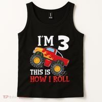 Three 3yr 3rd Birthday Monster Truck Boy 3 Years Old Gift Tank Top thumb 2