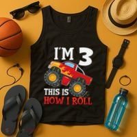 Three 3yr 3rd Birthday Monster Truck Boy 3 Years Old Gift Tank Top thumb 4