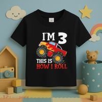 Three 3yr 3rd Birthday Monster Truck Boy 3 Years Old Gift Toddler T-Shirt thumb 3