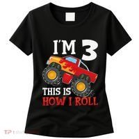Three 3yr 3rd Birthday Monster Truck Boy 3 Years Old Gift Women's T-Shirt thumb 0
