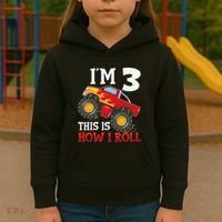 Three 3yr 3rd Birthday Monster Truck Boy 3 Years Old Gift Kids Hoodie thumb 3