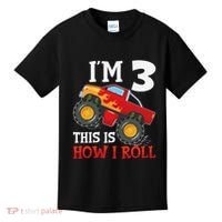 Three 3yr 3rd Birthday Monster Truck Boy 3 Years Old Gift Kids T-Shirt thumb 0