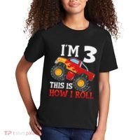 Three 3yr 3rd Birthday Monster Truck Boy 3 Years Old Gift Kids T-Shirt thumb 2