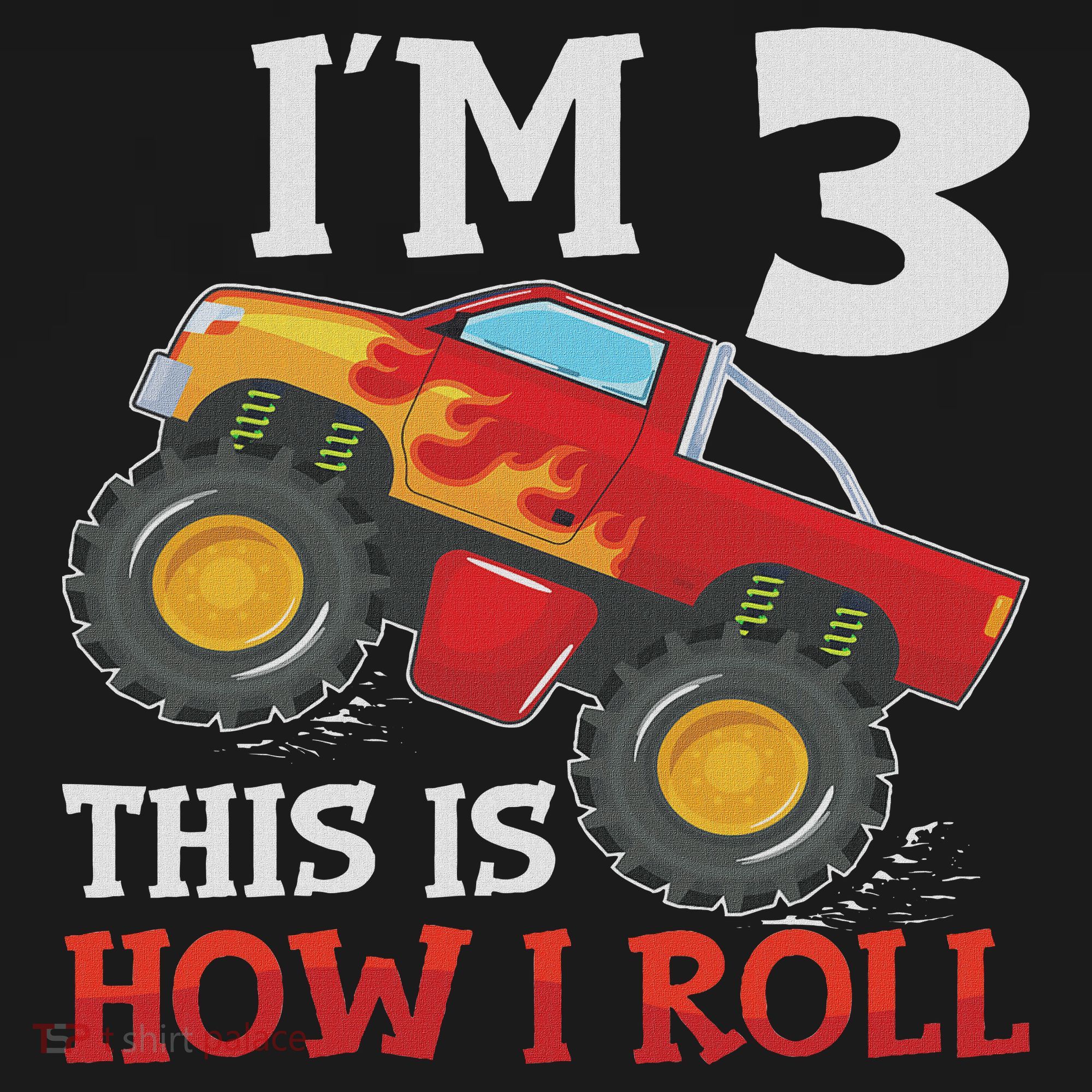 Three 3yr 3rd Birthday Monster Truck Boy 3 Years Old Mousepad
