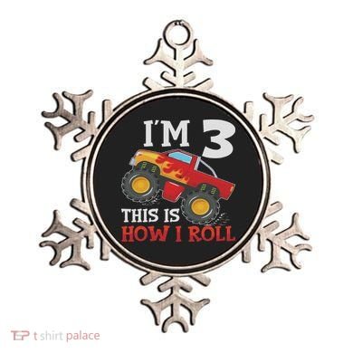 Three 3yr 3rd Birthday Monster Truck Boy 3 Years Old Ornament