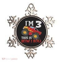 Three 3yr 3rd Birthday Monster Truck Boy 3 Years Old Ornament thumb 0