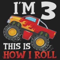 Three 3yr 3rd Birthday Monster Truck Boy 3 Years Old Golf Towel thumb 3