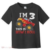 Three 3yr 3rd Birthday Monster Truck Boy 3 Years Old Toddler T-Shirt thumb 0
