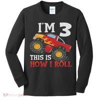 Three 3yr 3rd Birthday Monster Truck Boy 3 Years Old Kids Long Sleeve Shirt thumb 0
