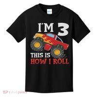 Three 3yr 3rd Birthday Monster Truck Boy 3 Years Old Kids T-Shirt thumb 0
