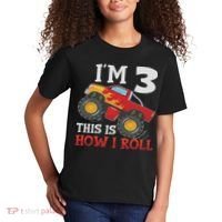 Three 3yr 3rd Birthday Monster Truck Boy 3 Years Old Kids T-Shirt thumb 2