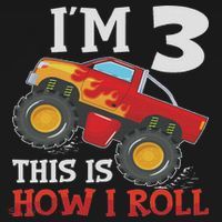 Three 3yr 3rd Birthday Monster Truck Boy 3 Years Old Kids T-Shirt thumb 4