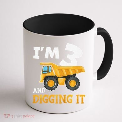 Three 3yr 3rd Birthday Construction Boy 3 Years Old Coffee Mug back