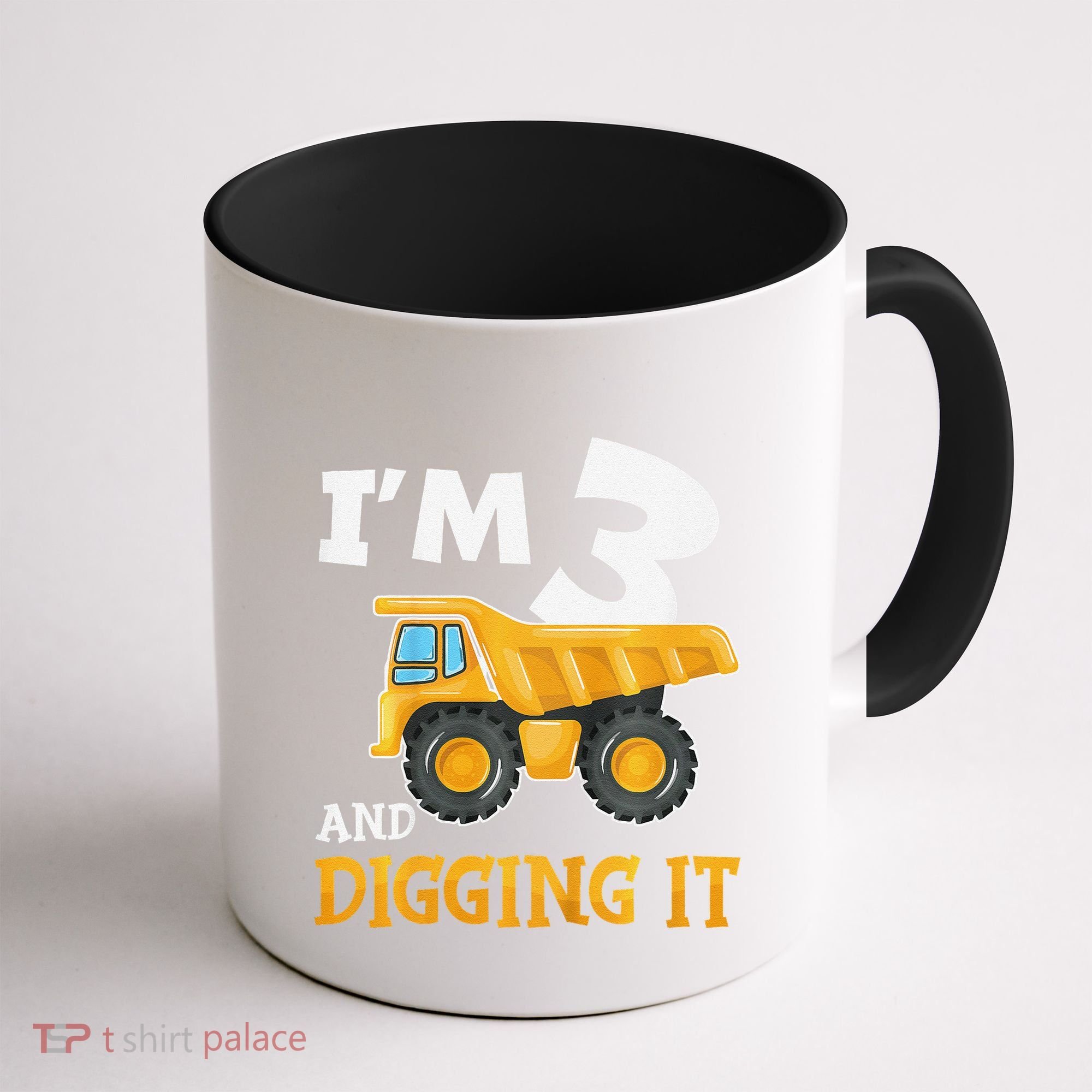 Three 3yr 3rd Birthday Construction Boy 3 Years Old Coffee Mug