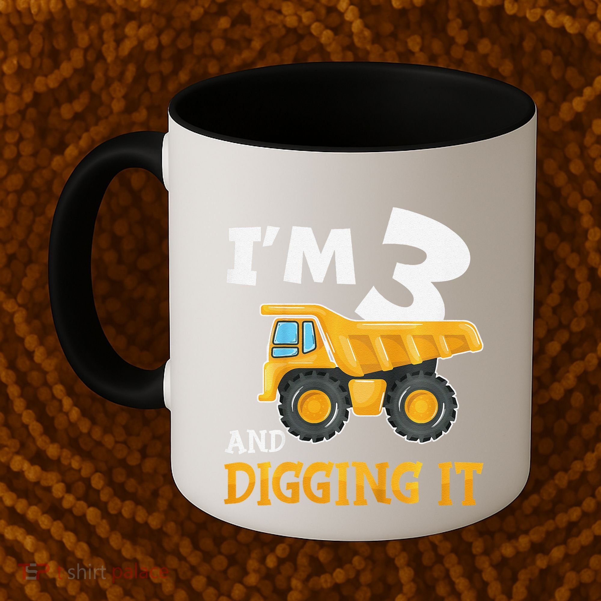 Three 3yr 3rd Birthday Construction Boy 3 Years Old Coffee Mug