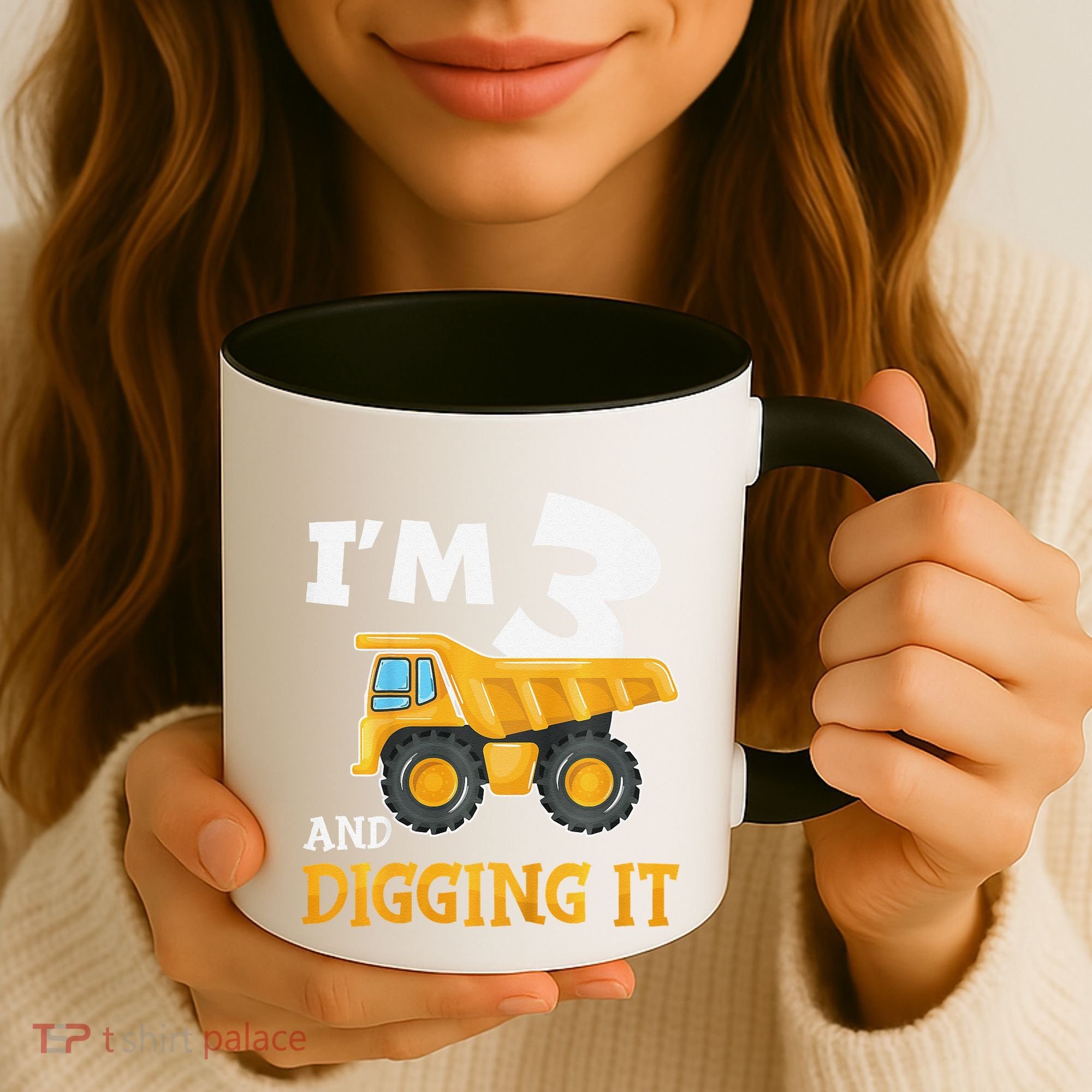 Three 3yr 3rd Birthday Construction Boy 3 Years Old Coffee Mug