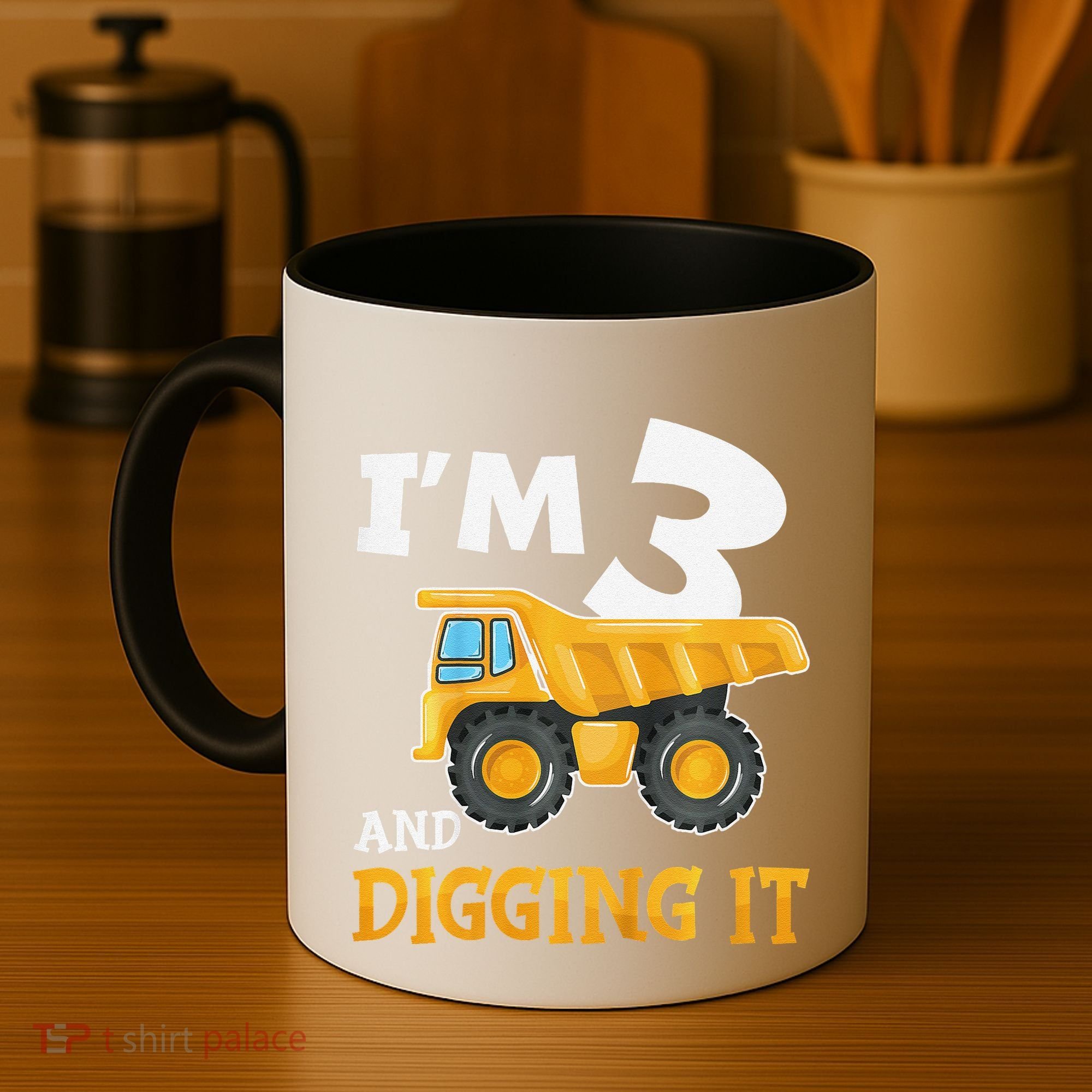 Three 3yr 3rd Birthday Construction Boy 3 Years Old Coffee Mug