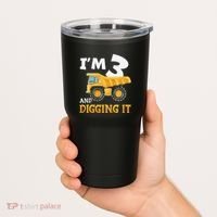 Three 3yr 3rd Birthday Construction Boy 3 Years Old Tumbler thumb 2
