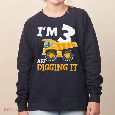 Three 3yr 3rd Birthday Construction Boy 3 Years Old Women's Sweatshirt