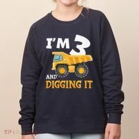 Three 3yr 3rd Birthday Construction Boy 3 Years Old Women's Sweatshirt thumb 0