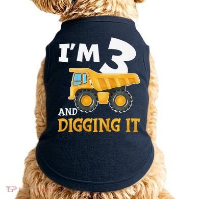 Three 3yr 3rd Birthday Construction Boy 3 Years Old Doggie Tank