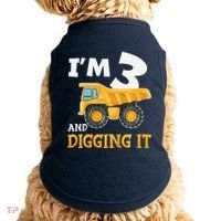 Three 3yr 3rd Birthday Construction Boy 3 Years Old Doggie Tank thumb 0