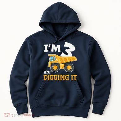 Three 3yr 3rd Birthday Construction Boy 3 Years Old Hoodie