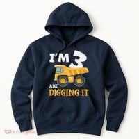 Three 3yr 3rd Birthday Construction Boy 3 Years Old Hoodie thumb 0