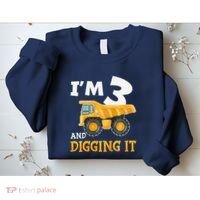 Three 3yr 3rd Birthday Construction Boy 3 Years Old Sweatshirt thumb 2