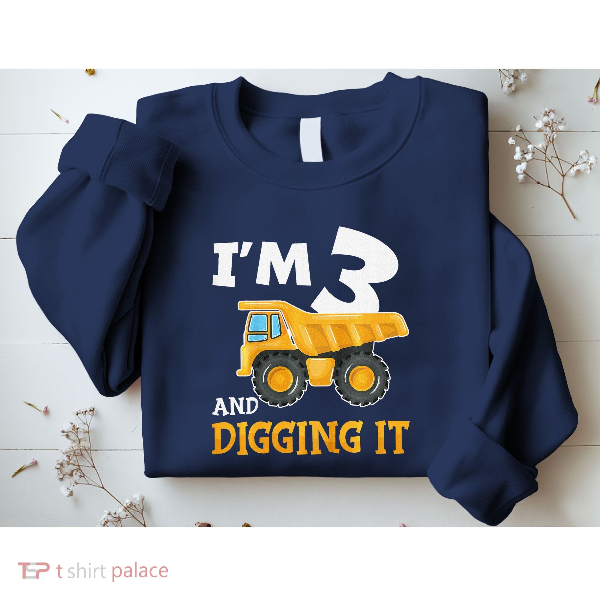 Three 3yr 3rd Birthday Construction Boy 3 Years Old Sweatshirt