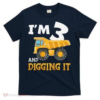 Three 3yr 3rd Birthday Construction Boy 3 Years Old T-Shirt