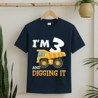 Three 3yr 3rd Birthday Construction Boy 3 Years Old T-Shirt thumb 2