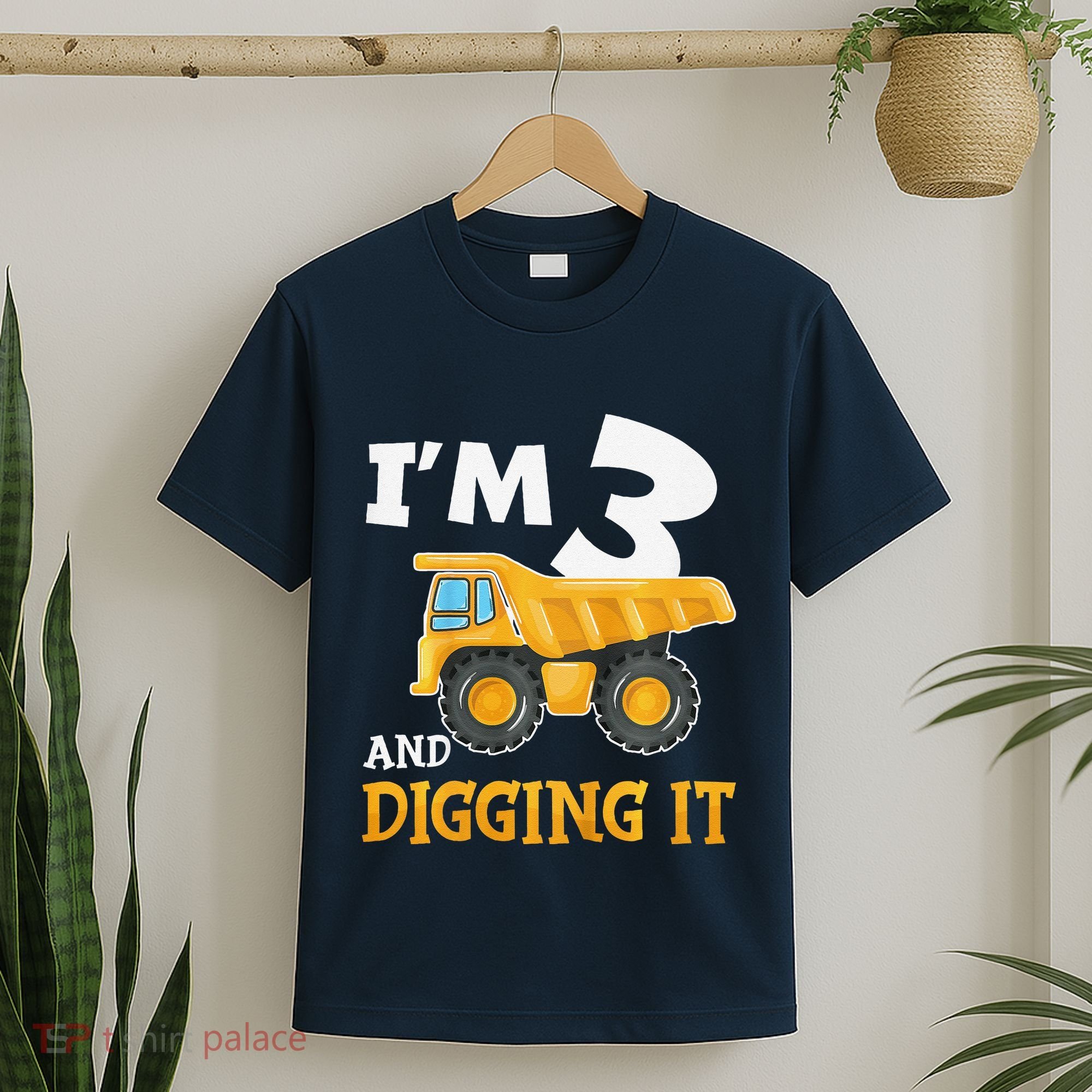 Three 3yr 3rd Birthday Construction Boy 3 Years Old T-Shirt