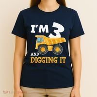 Three 3yr 3rd Birthday Construction Boy 3 Years Old T-Shirt thumb 4