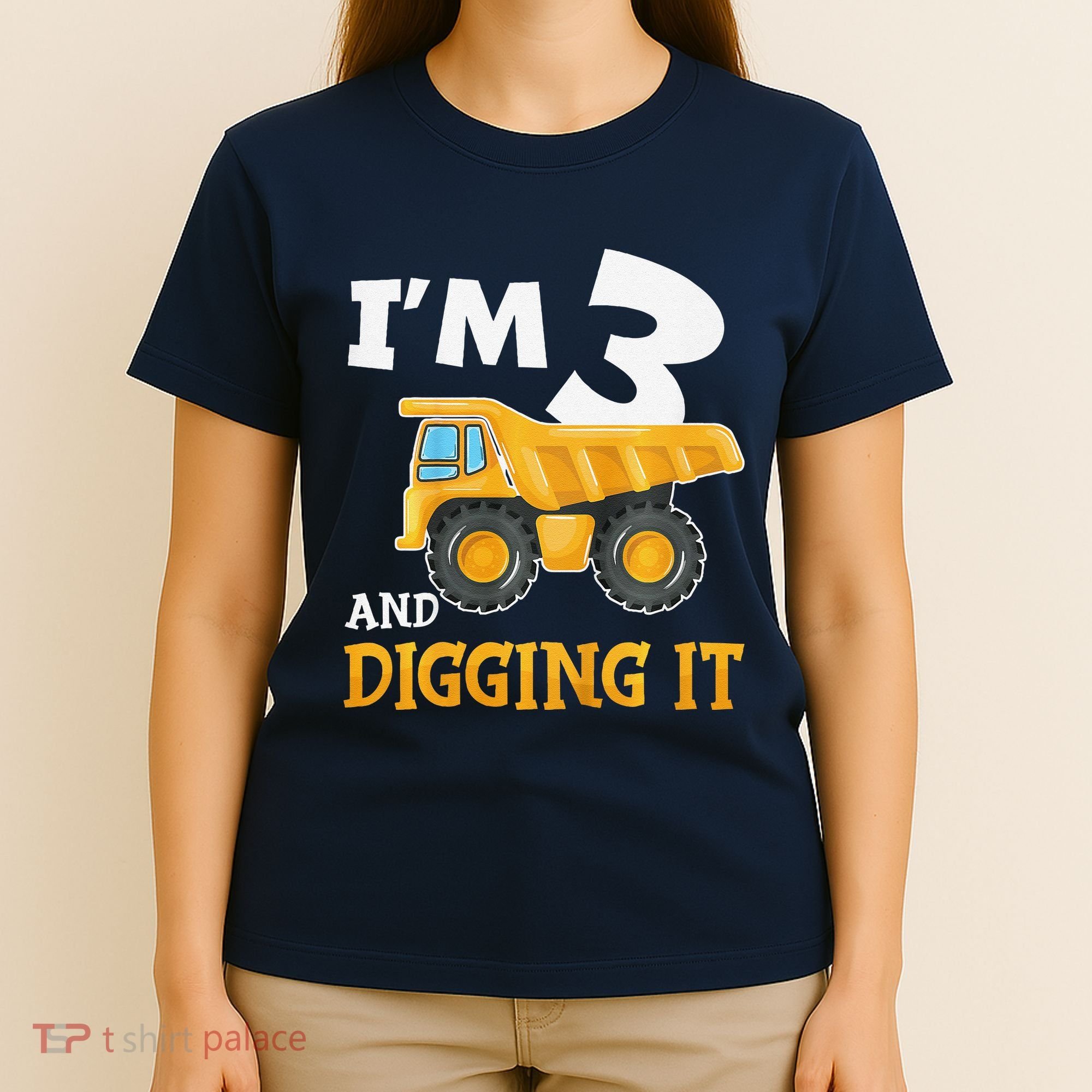Three 3yr 3rd Birthday Construction Boy 3 Years Old T-Shirt