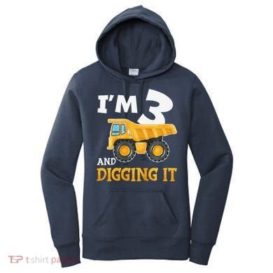 Three 3yr 3rd Birthday Construction Boy 3 Years Old Women's Hoodie