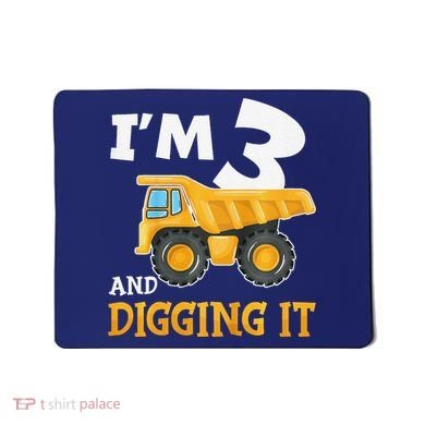 Three 3yr 3rd Birthday Construction Boy 3 Years Old Mousepad