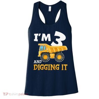 Three 3yr 3rd Birthday Construction Boy 3 Years Old Women's Tank Top