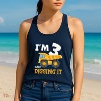 Three 3yr 3rd Birthday Construction Boy 3 Years Old Women's Tank Top thumb 2