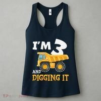 Three 3yr 3rd Birthday Construction Boy 3 Years Old Women's Tank Top thumb 3