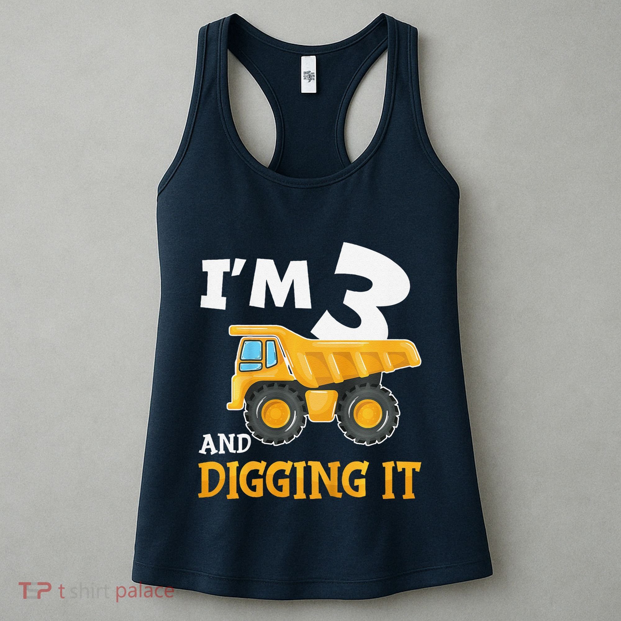 Three 3yr 3rd Birthday Construction Boy 3 Years Old Women's Tank Top