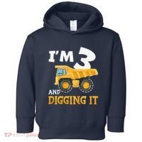 Three 3yr 3rd Birthday Construction Boy 3 Years Old Toddler Hoodie thumb 0
