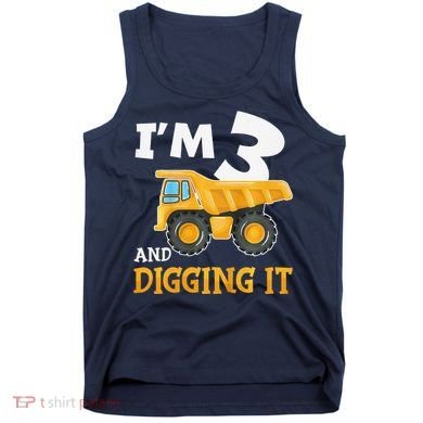 Three 3yr 3rd Birthday Construction Boy 3 Years Old Tank Top