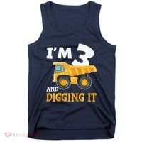 Three 3yr 3rd Birthday Construction Boy 3 Years Old Tank Top thumb 0